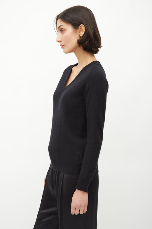 Saint Laurent Black Cashmere V-Neck Sweater