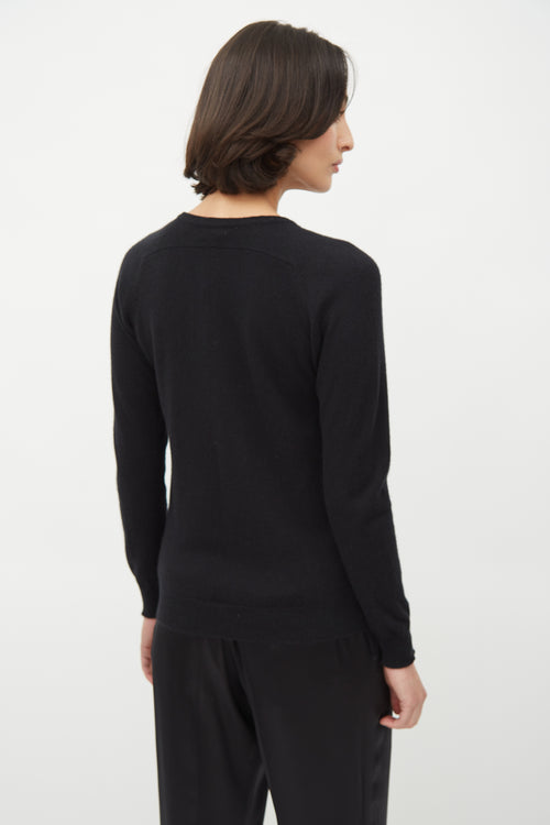 Saint Laurent Black Cashmere V-Neck Sweater