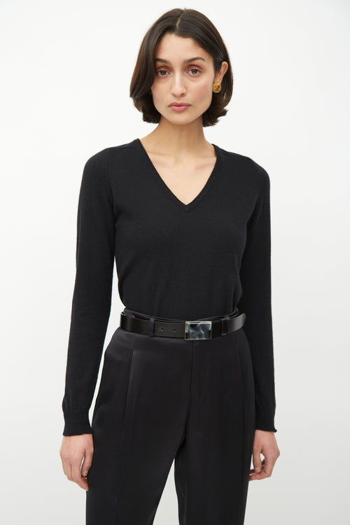 Saint Laurent Black Cashmere V-Neck Sweater