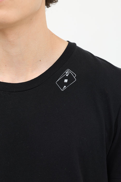 Saint Laurent Black Cotton Playing Card T-Shirt