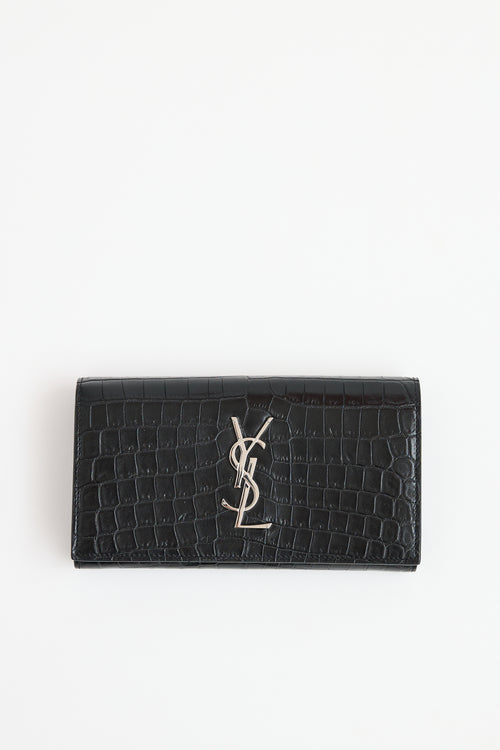 Saint Laurent Embossed Leather Cassandre Wallet