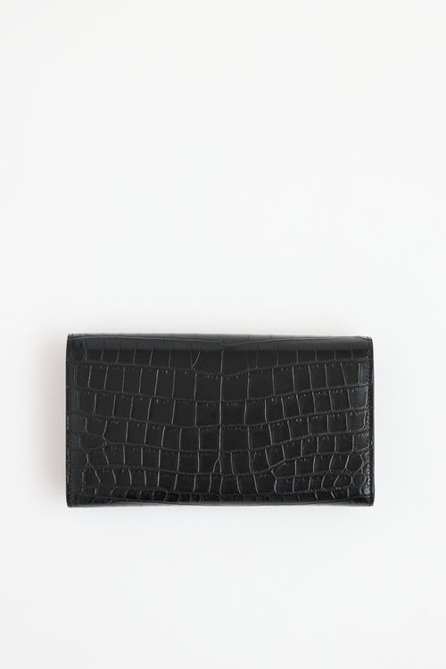 Saint Laurent Embossed Leather Cassandre Wallet