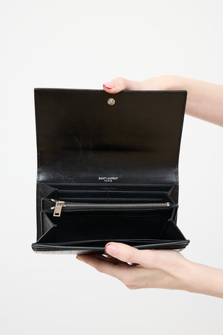 Saint Laurent Embossed Leather Cassandre Wallet