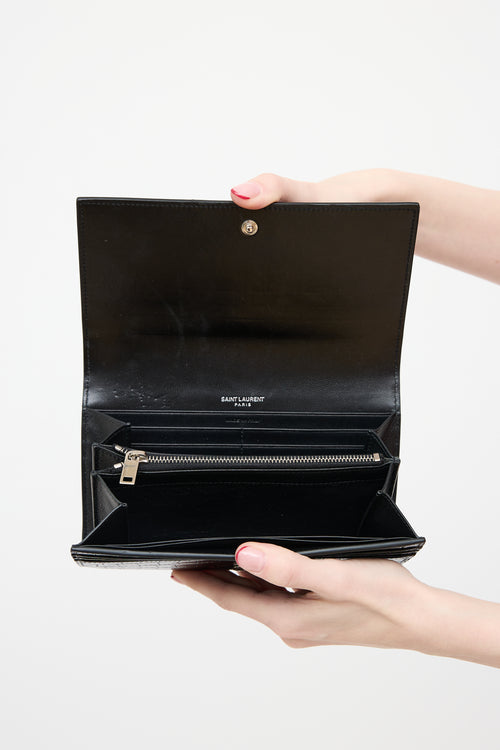 Saint Laurent Embossed Leather Cassandre Wallet