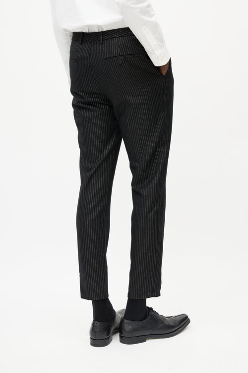 Saint Laurent Black 
Gold Metallic Wool Striped Trouser