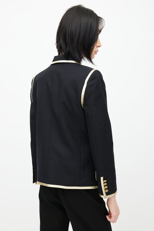 Saint Laurent Black 
Gold Wool Blazer