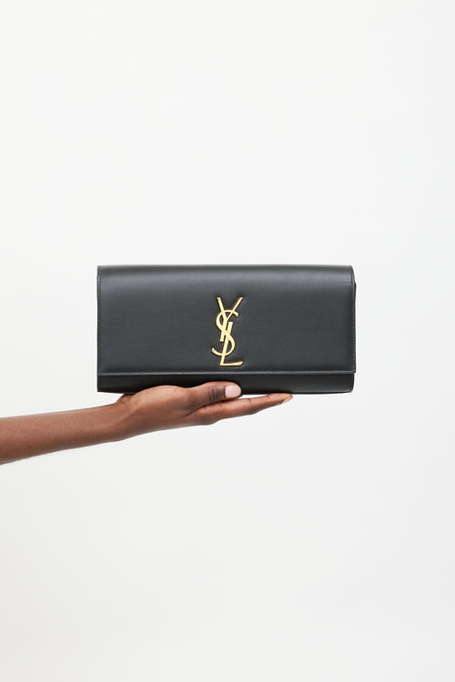 Saint Laurent Black Grained Leather Kate Clutch