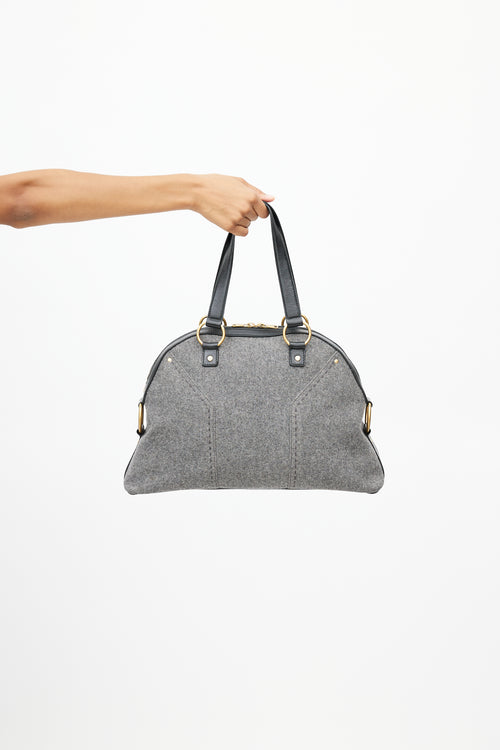 Saint Laurent Black 
Grey Muse Wool Bag