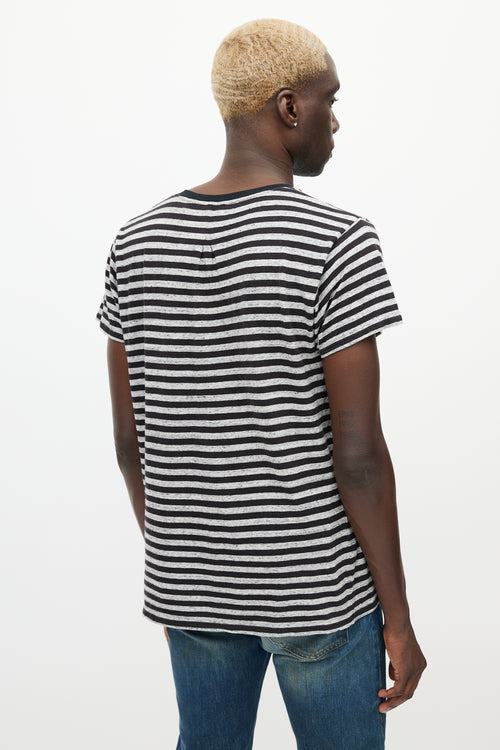 Saint Laurent Black 
Grey Striped T-Shirt