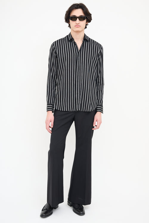 Saint Laurent Black 
Grey Wide Pinstripe Shirt