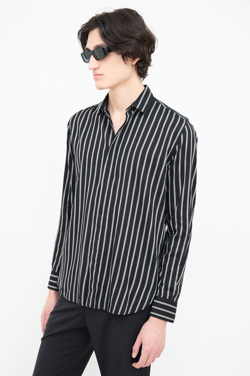 Saint Laurent Black 
Grey Wide Pinstripe Shirt