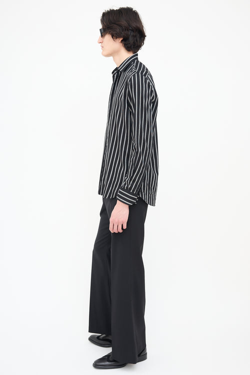 Saint Laurent Black 
Grey Wide Pinstripe Shirt