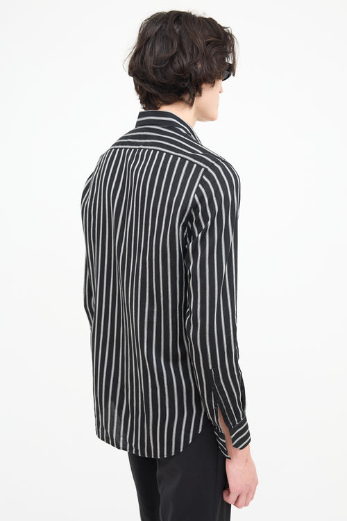 Saint Laurent Black 
Grey Wide Pinstripe Shirt