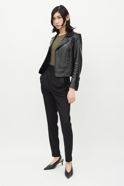 Saint Laurent Black High Rise Tapered Trouser