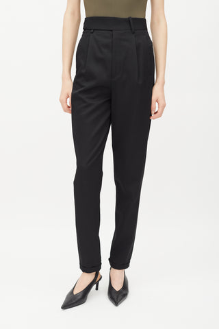 Saint Laurent Black High Rise Tapered Trouser