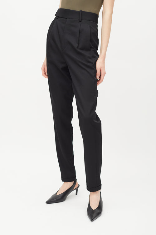 Saint Laurent Black High Rise Tapered Trouser