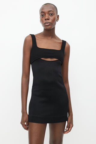 Saint Laurent Black Knit Cut Out Mini Dress