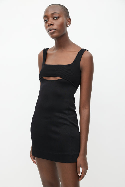 Saint Laurent Black Knit Cut Out Mini Dress