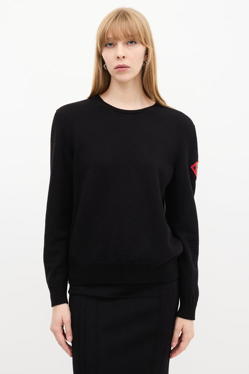 Saint Laurent Black Knit 
Red Love Patch Sweater