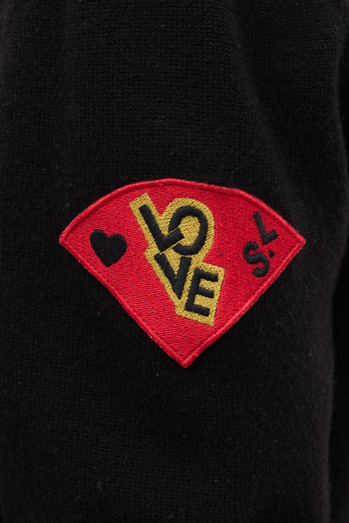 Saint Laurent Black Knit 
Red Love Patch Sweater