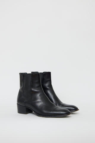 Saint Laurent Black Leather Chelsea Boot