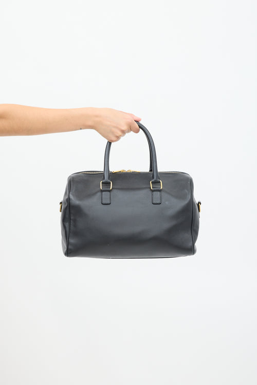 Saint Laurent Black Leather Classic Duffle 6 Bag