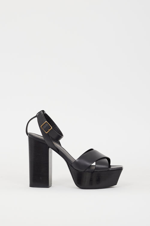 Saint Laurent Black Leather Farrah Platform Heel