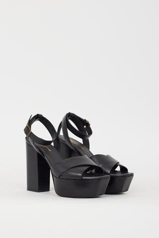 Saint Laurent Black Leather Farrah Platform Heel