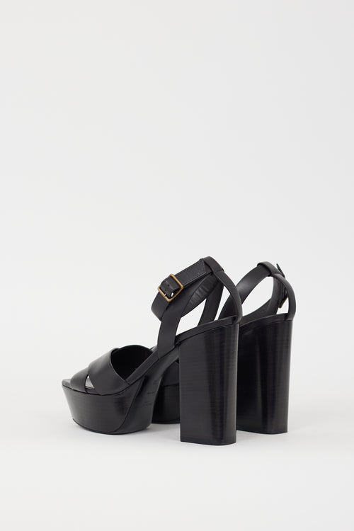 Saint Laurent Black Leather Farrah Platform Heel