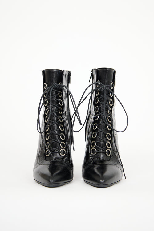 Saint Laurent Black Leather Fetish Boot