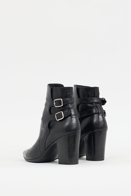 Saint Laurent Black Leather French 85 Boot