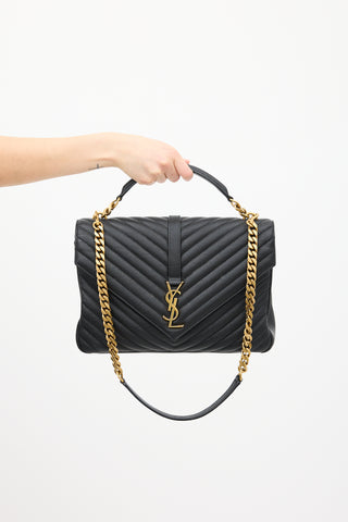 Saint Laurent Black Leather Large Envelope Chain Bag