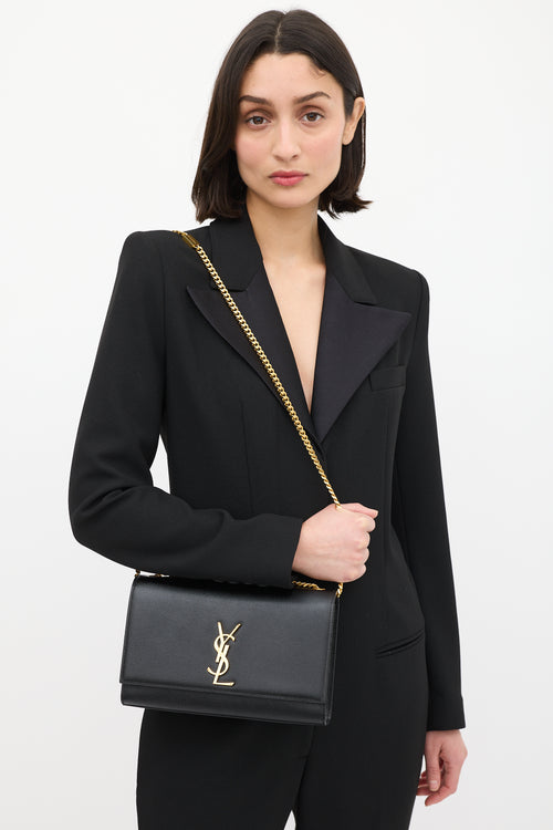 Saint Laurent Black Leather Medium Kate Bag