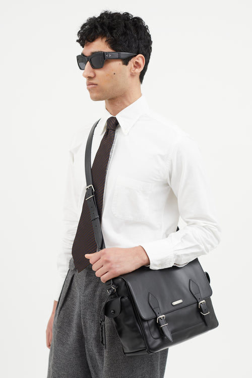 Saint Laurent Black Leather Messenger Bag