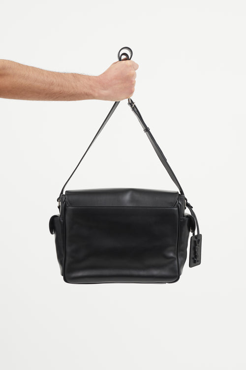 Saint Laurent Black Leather Messenger Bag