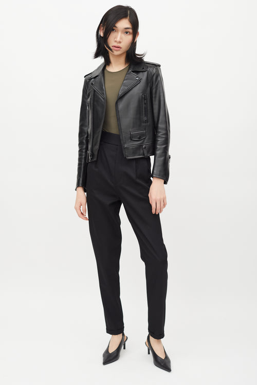 Saint Laurent Black Leather Moto Jacket