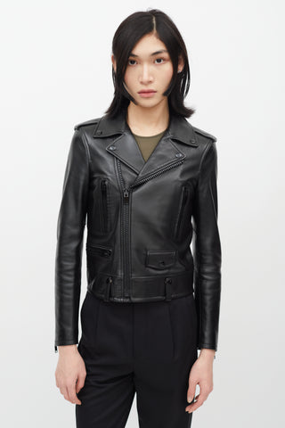 Saint Laurent Black Leather Moto Jacket