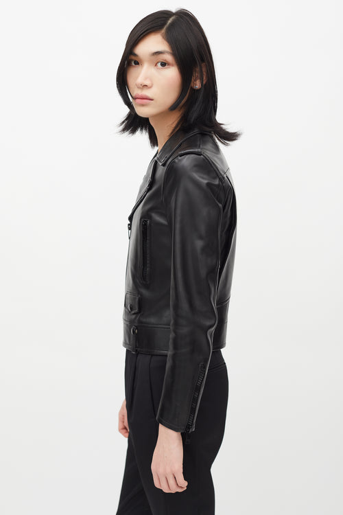 Saint Laurent Black Leather Moto Jacket