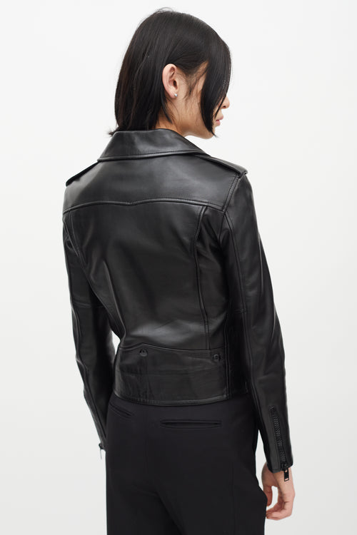 Saint Laurent Black Leather Moto Jacket