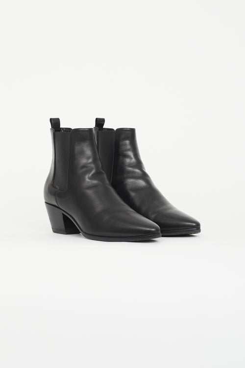 Saint Laurent Black Leather Rock Chelsea Boot