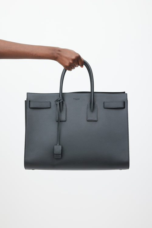 Saint Laurent Black Leather Sac De Jour Bag