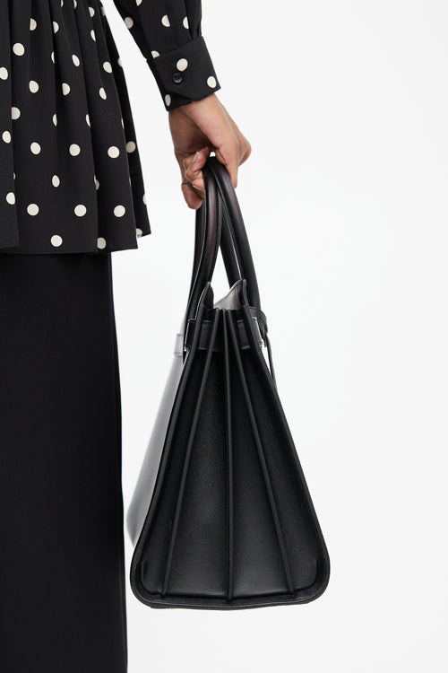 Saint Laurent Black Leather Sac De Jour Large Bag