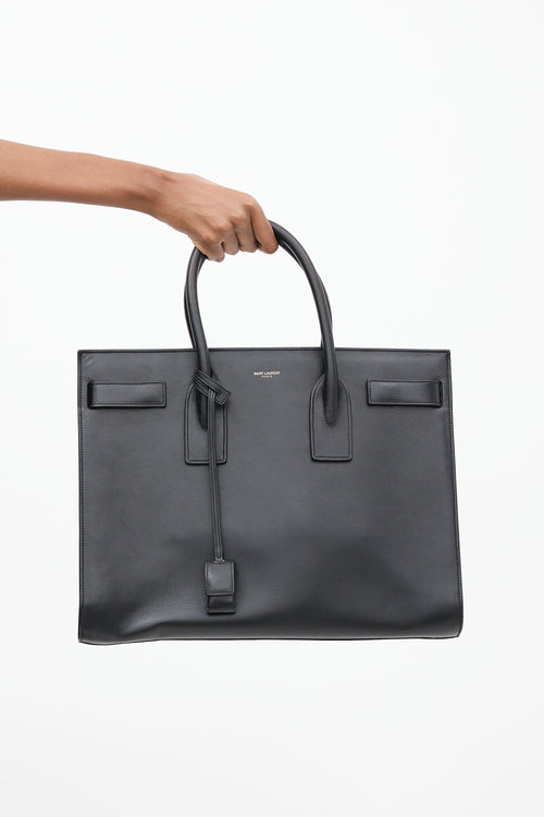 Saint Laurent Black Leather Sac De Jour Large Bag