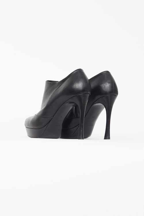 Saint Laurent Black Leather Stiletto Bootie