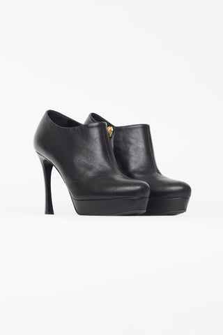 Saint Laurent Black Leather Stiletto Bootie