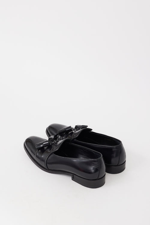 Saint Laurent Black Leather Tassel Loafer