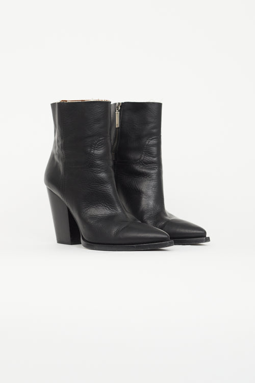 Saint Laurent Black Leather Theo Ankle Boot