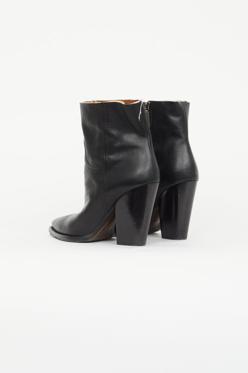 Saint Laurent Black Leather Theo Ankle Boot