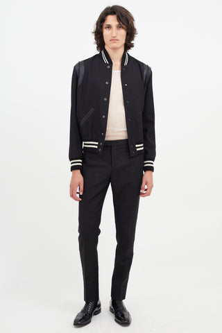 Saint Laurent Black Lightweight Teddy Varsity Jacket