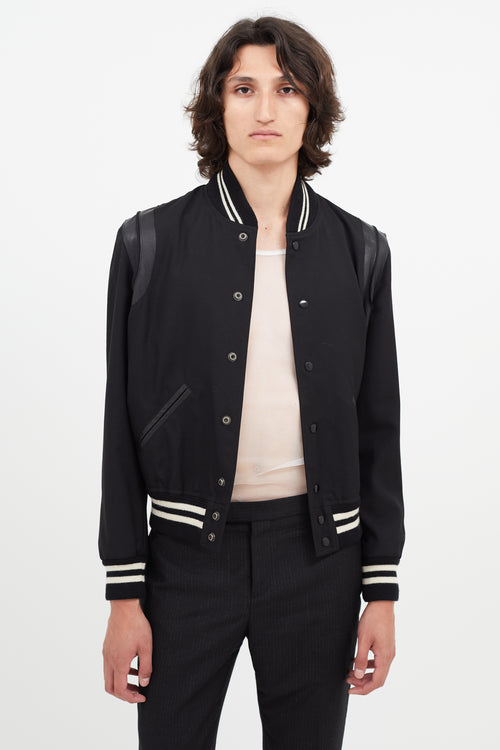 Saint Laurent Black Lightweight Teddy Varsity Jacket